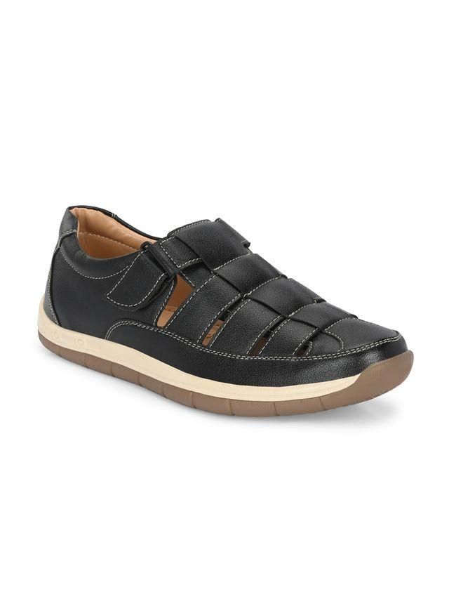 Mens Luxury Delight Black Leather Sandals